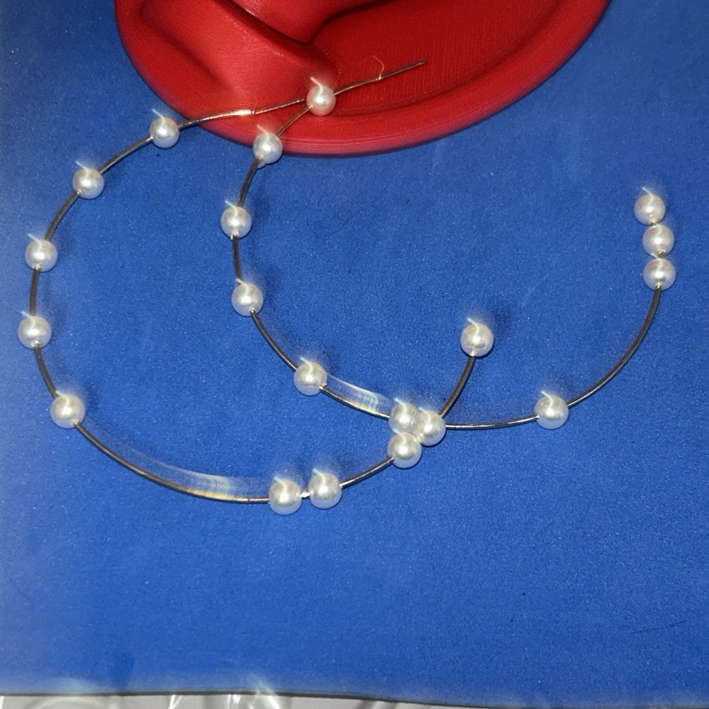 Vintage pearl Jenn Shah  Polished Hoop‎ Earrings
